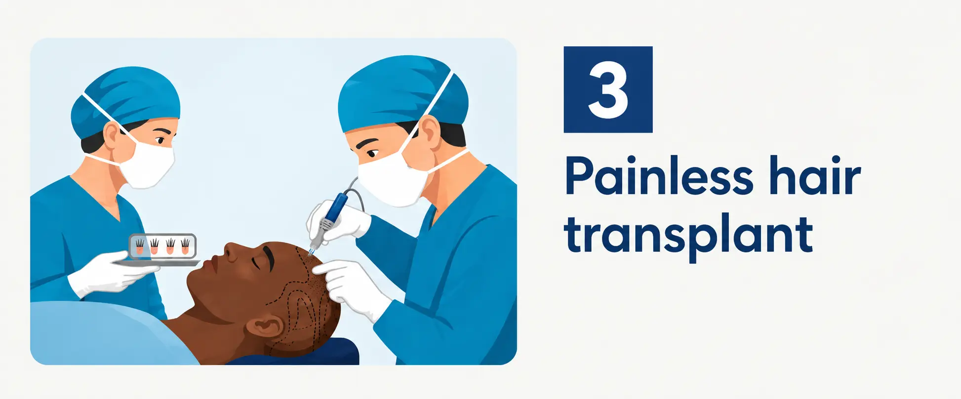 Painless hair transplant